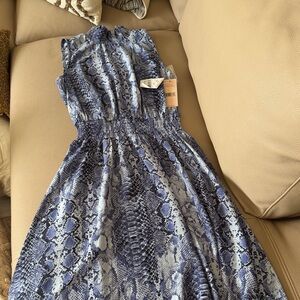 Nanette Lepore Blue Snake Print High Low Dress size 4. Gorgeous form fitting.
